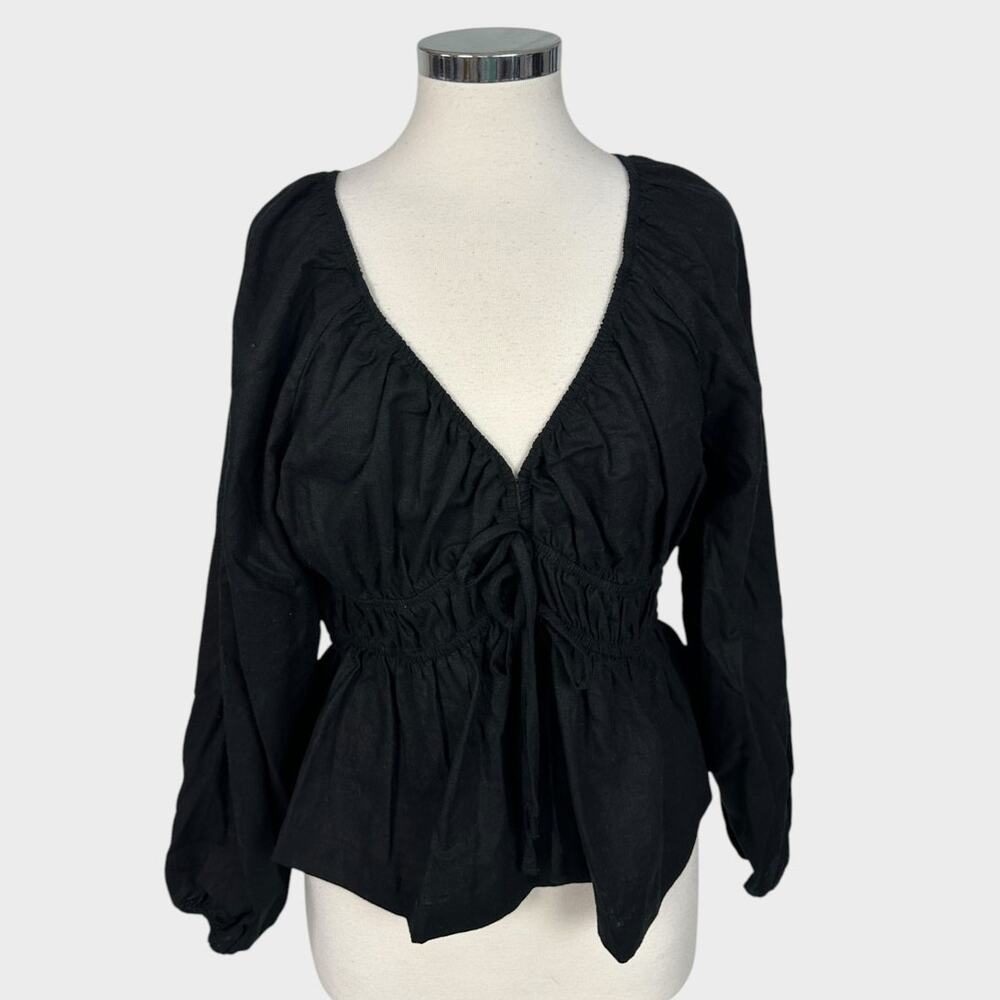Universal Thread Goods Medium Black V Neck Linen Rayon Top